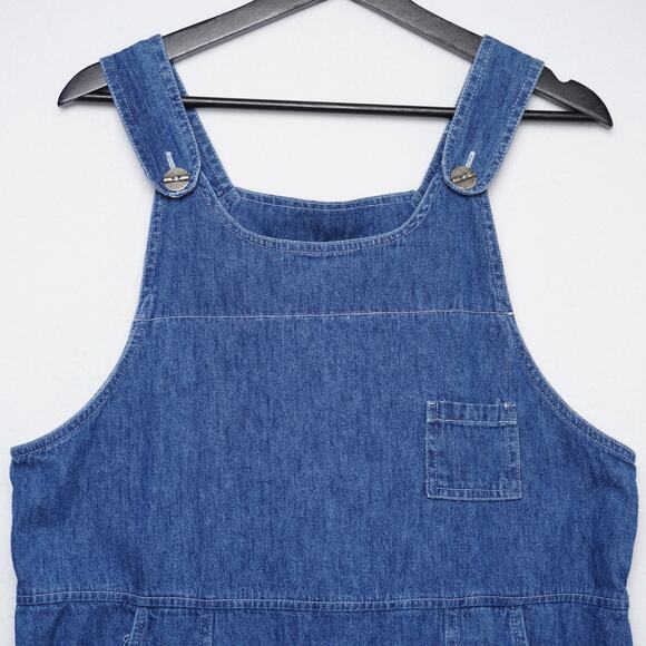 Studio Ease Blue Denim Overall/Jumper Midi Dress Sz 10 USA Made 100% Cotton - Picture 2 of 11